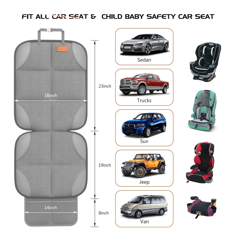 smartelf Car Seat Protector, Large Auto Protector for Child Seats with Thickest Padding and Non-Slip Backing Mesh Pockets for SUV, Sedan, Truck, Leather and Fabric - Black - Image 2